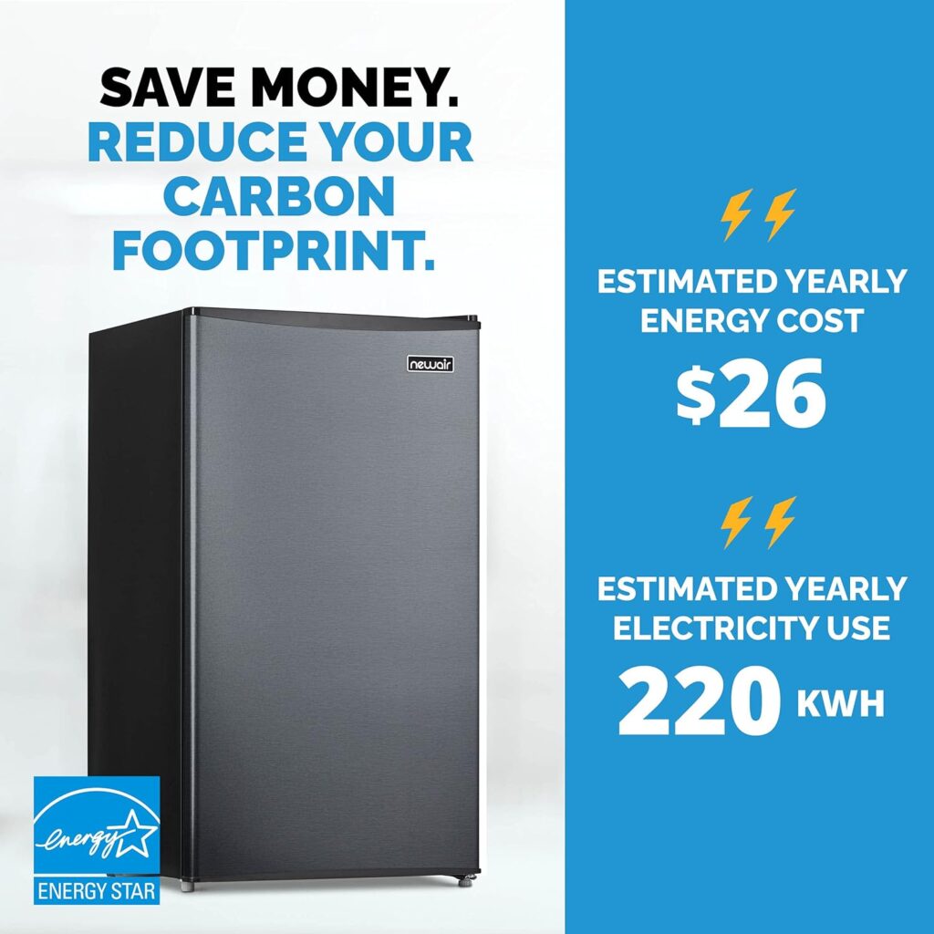 NewAir 3.3 Cu. Ft. Compact Mini Refrigerator with Freezer, Can Dispenser and Energy Star, Perfect for Dorm Rooms, Bedrooms, Home Offices, and RV Vans
