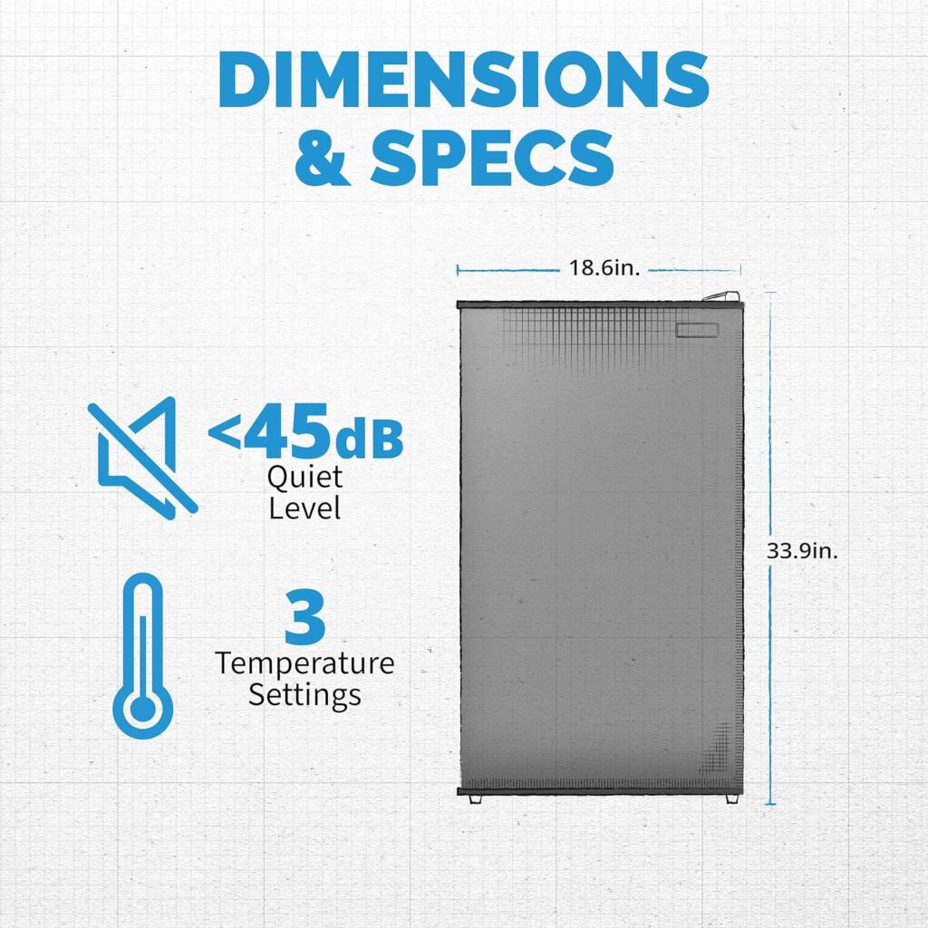 NewAir 3.3 Cu. Ft. Compact Mini Refrigerator with Freezer, Can Dispenser and Energy Star, Perfect for Dorm Rooms, Bedrooms, Home Offices, and RV Vans