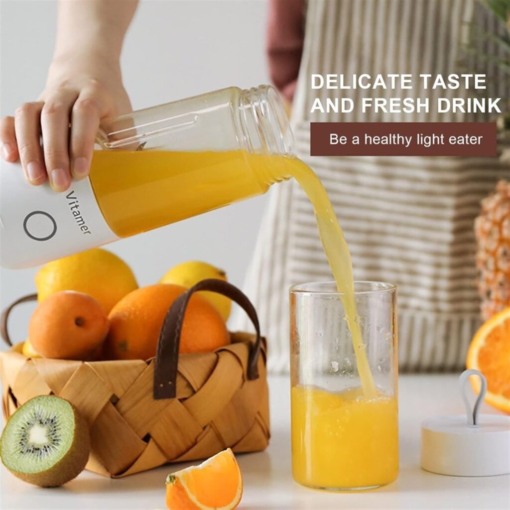 KRHINO Juicers, 350ml Portable Electric Vitamin Juice Cup Vitamer Fruit Juicer USB Charging Smoothie Blender Mixer Machine Home Travel Use
