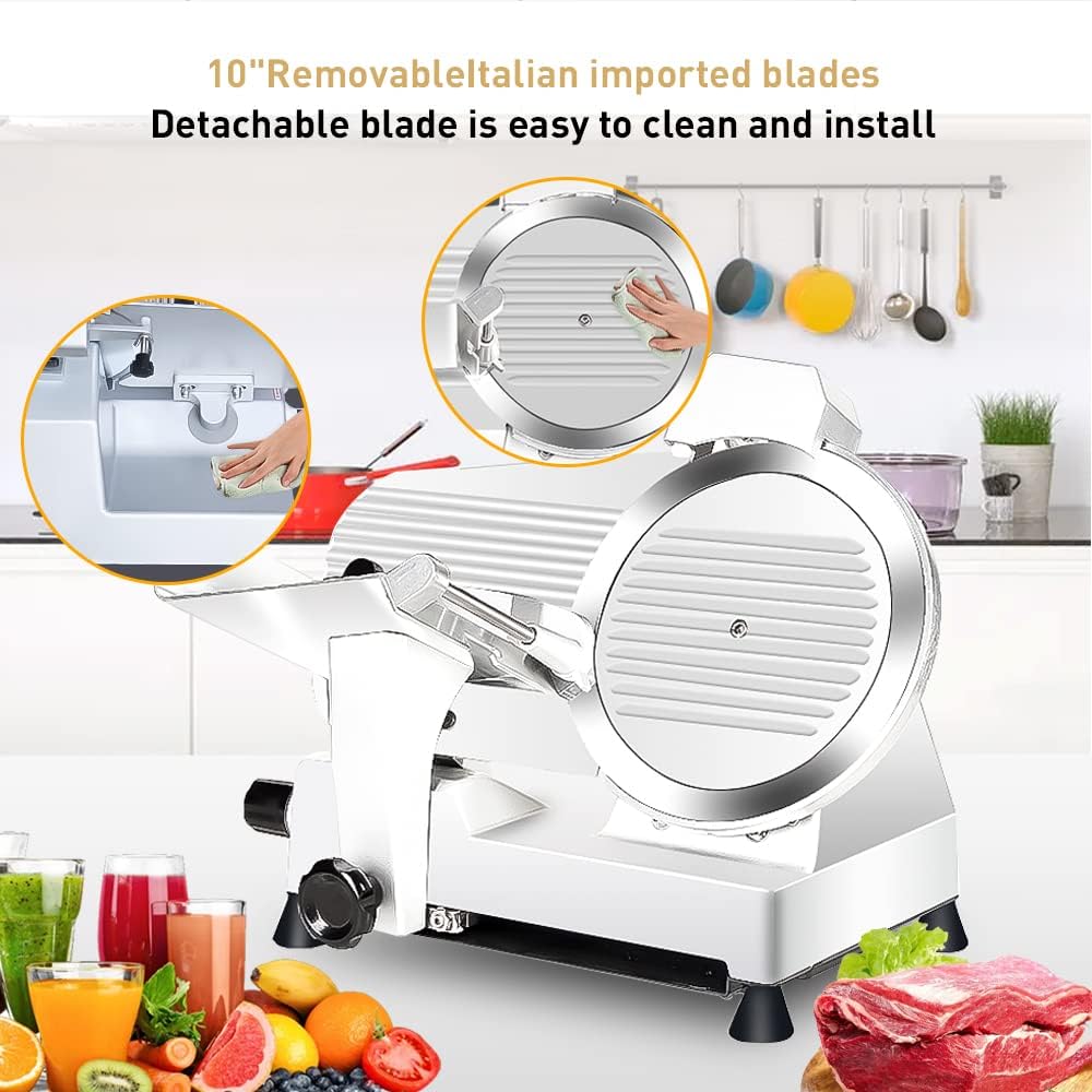 Meat Slicer,Commercial Meat Slicer,340W Frozen Meat Cheese Deli Slicer,10 inch Electric Food Slicer,Easy to Clean,Low Noises, Home Use and for Commercial-Meat Slicer for Home