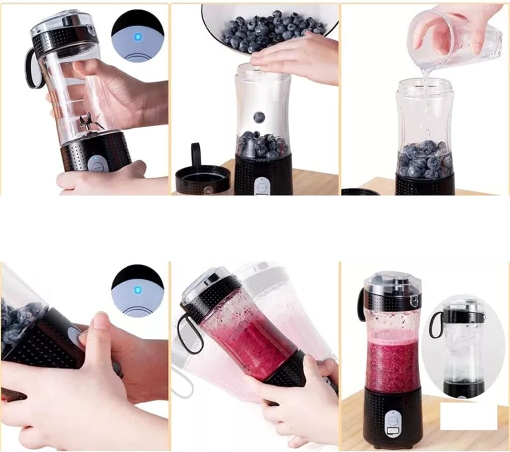 KRHINO Juicers, Fruit Juicer Blender Portable USB Personal Food Milk Smoothie Maker Mixer Cup for Home Travel Office