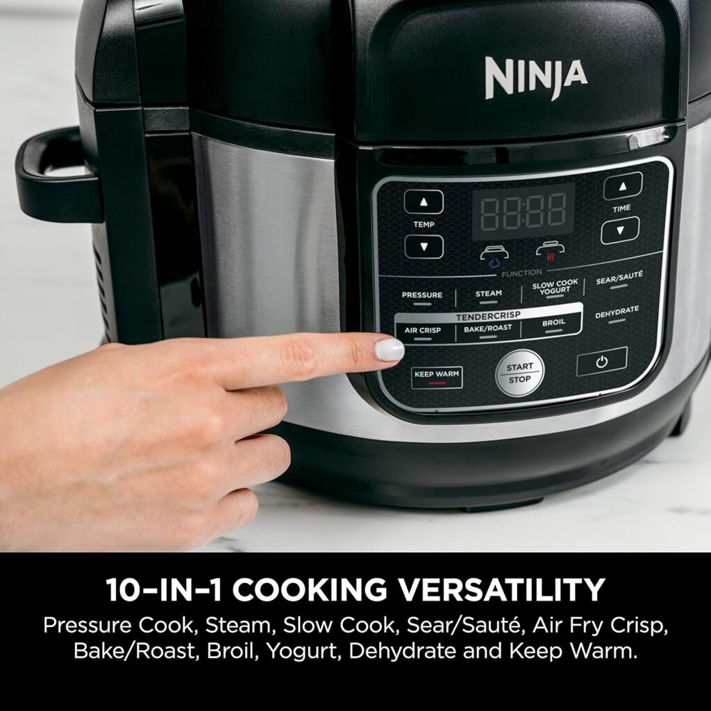 Ninja FD401 Foodi 12-in-1 Deluxe XL 8 qt. Pressure Cooker  Air Fryer that Steams, Slow Cooks, Sears, Sautés, Dehydrates  More, with 5 qt. Crisper Basket, Deluxe Reversible Rack  Recipe Book, Silver