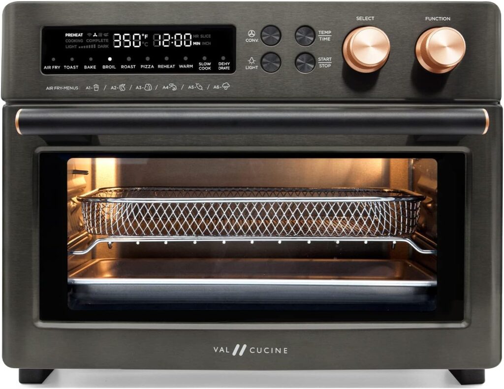 VAL CUCINE 26.3 QT/25 L Extra-Large Smart Air Fryer Toaster Oven, 10-in-1 Convection Countertop Oven Combination (Black Matte Stainless Steel)