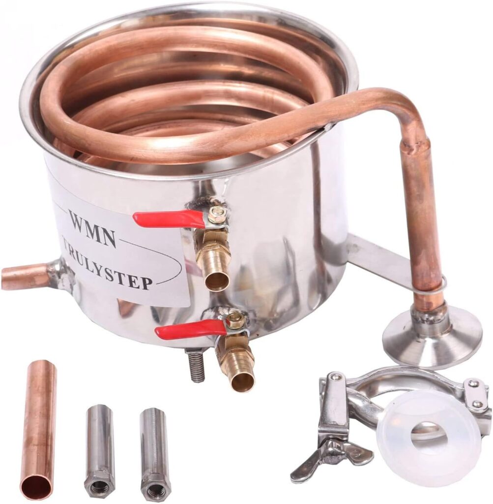 YUEWO 2 Pots Stainless Steel Still 8Gal/30Liters Water Alcohol Distiller Home Brew Kit Wine Making Supplies for DIY Brandy Whisky Vodka Distilled Water, Silver