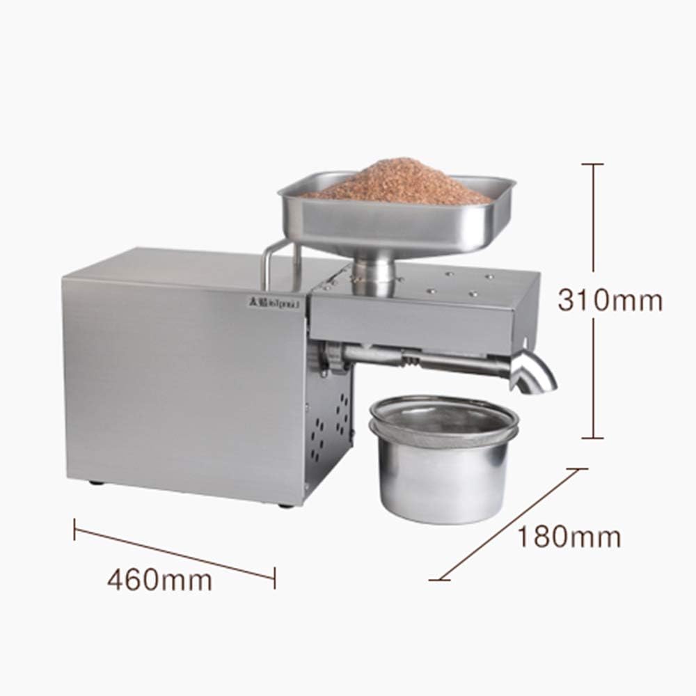 YUEWO Automatic Oil Press Machine 1500 Watt Commercial Grade Extractor Oil Expeller for Flax Peanut Castor Hemp Seed Canola Sesame Sunflower 304 Stainless Steel