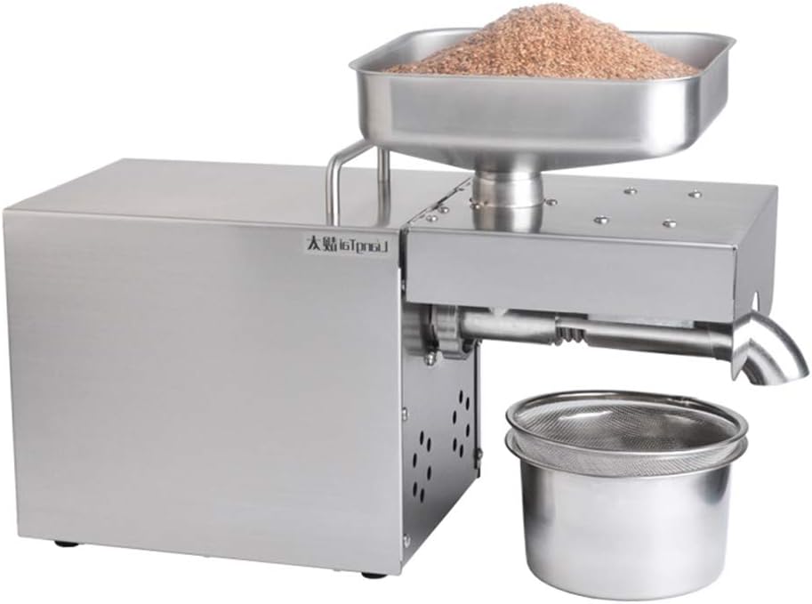 YUEWO Automatic Oil Press Machine 1500 Watt Commercial Grade Extractor Oil Expeller for Flax Peanut Castor Hemp Seed Canola Sesame Sunflower 304 Stainless Steel