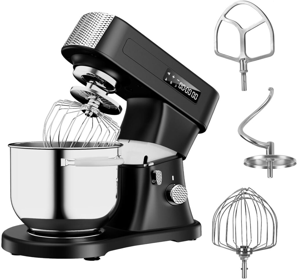 ZACME 7.4QT Commercial Stand Mixer 800W with Aluminum die casting and NSF Certified Mixers Kitchen Stand Mixer with 3 Stainless Steel Accessories, stand Mixer Use for household and Commercial