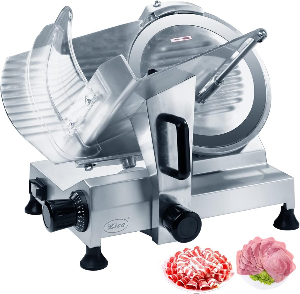 Zica 10 Chrome-plated Carbon Steel Blade Electric Deli Meat Cheese Food Ham Slicer Commercial and for Home use ZBS-10A