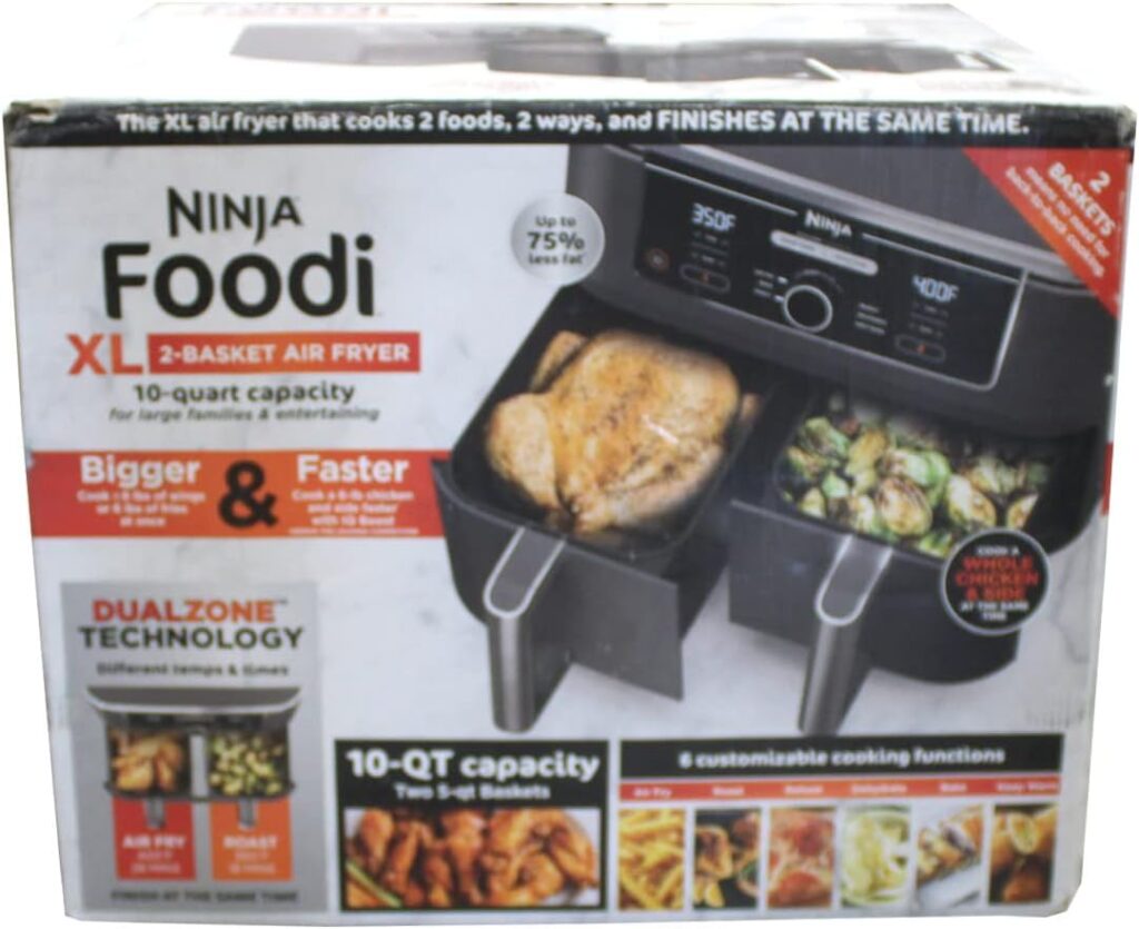 Ninja Foodi 6-in-1 10-qt. XL 2-Basket Air Fryer with DualZone Technology. AD350CO. Basket Air Fryer with 2 Independent Frying Baskets, Match Cook  Smart Finish to Roast, Broil, Dehydrate  More for Quick, Easy Family-Sized Meals.