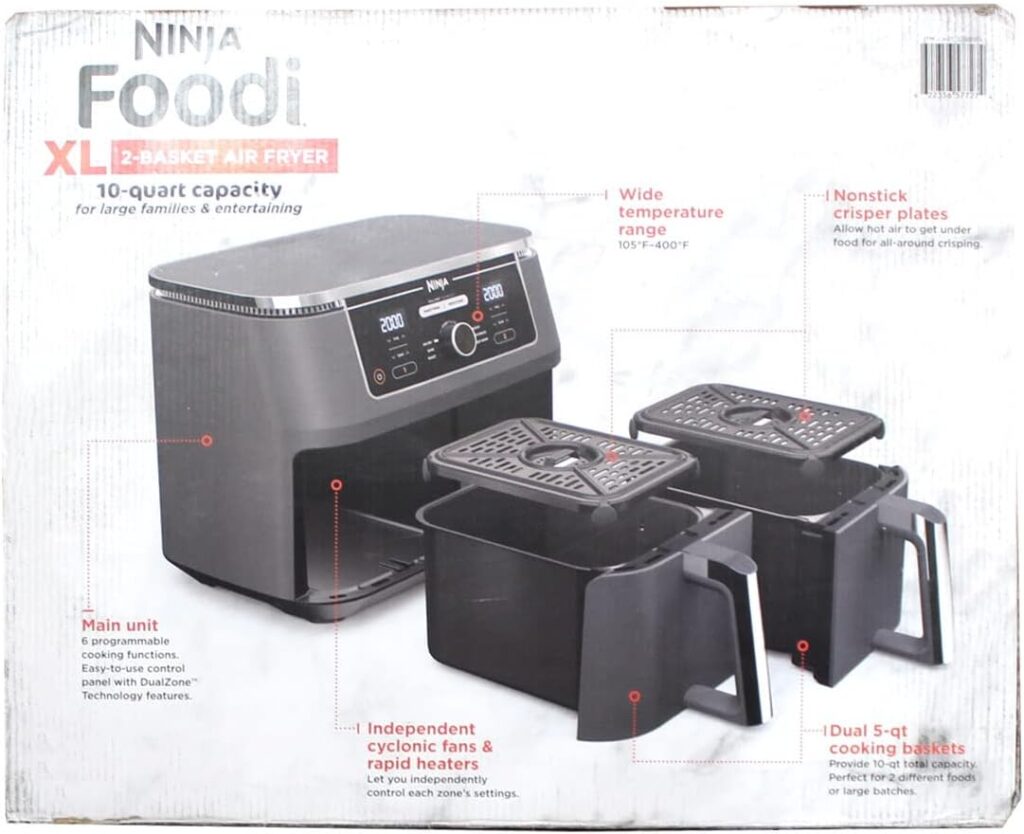 Ninja Foodi 6-in-1 10-qt. XL 2-Basket Air Fryer with DualZone Technology. AD350CO. Basket Air Fryer with 2 Independent Frying Baskets, Match Cook  Smart Finish to Roast, Broil, Dehydrate  More for Quick, Easy Family-Sized Meals.