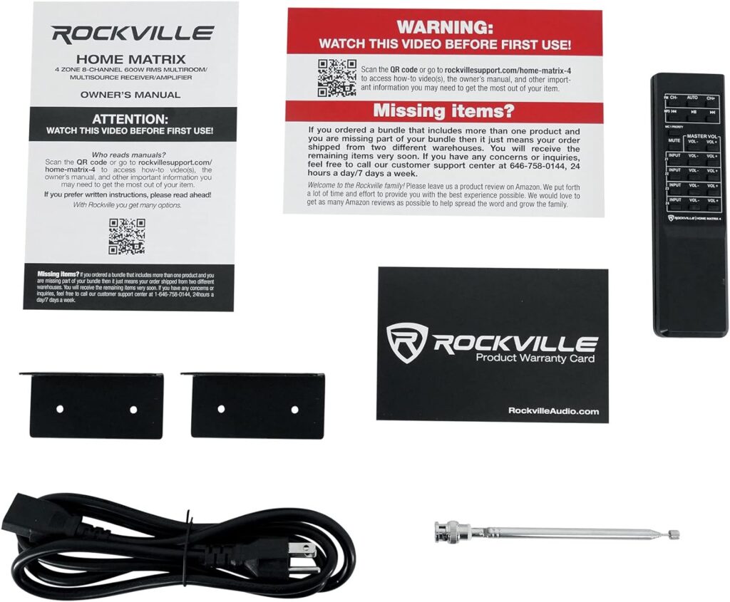 (1) Rockville HOME MATRIX 4 Zone 8 channel 600w Multi Room/Source Receiver/Amplifier Bundle with (1) WiiM Mini Wifi Music Player Wireless Audio Streaming Multiroom Stereo Receiver (2 Items)