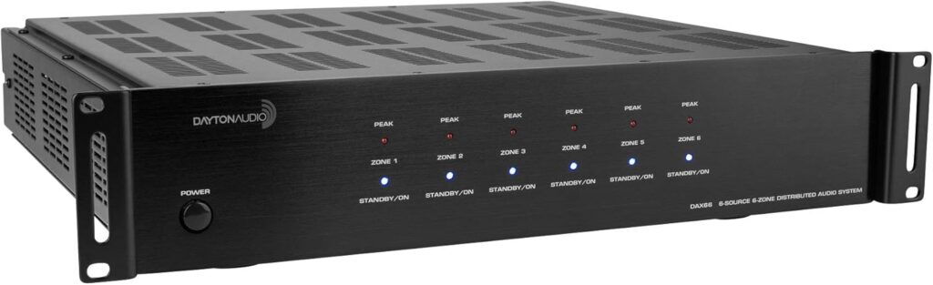 Dayton Audio DAX66 6-Source 6-Zone Distributed Whole House Audio System with Keypads 25 WPC